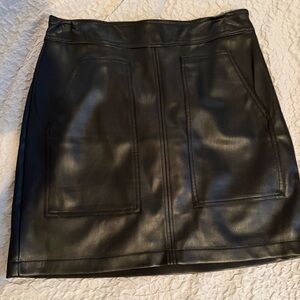 NWT LOFT Black Faux Leather Mini Skirt